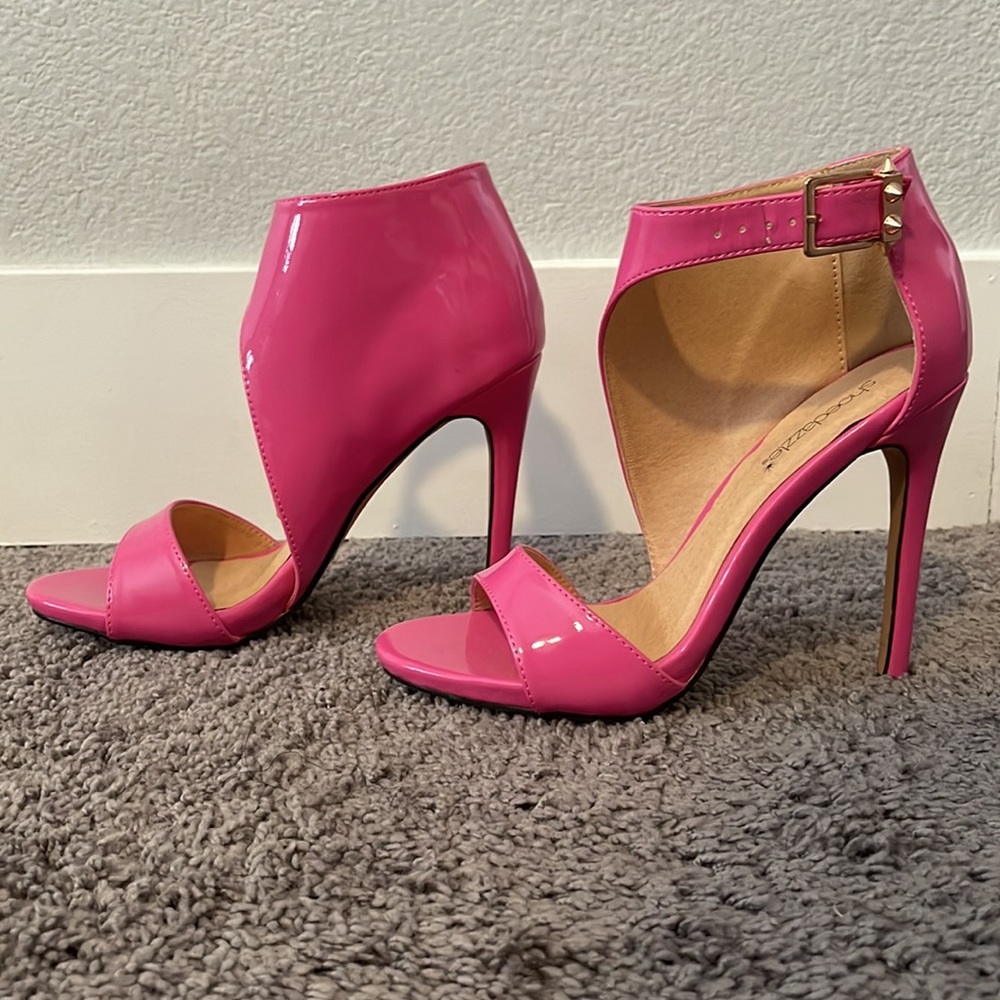 Pink Open Toe Stilettos